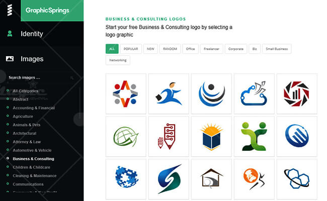 Phần mềm tạo logo online Graphicsprings