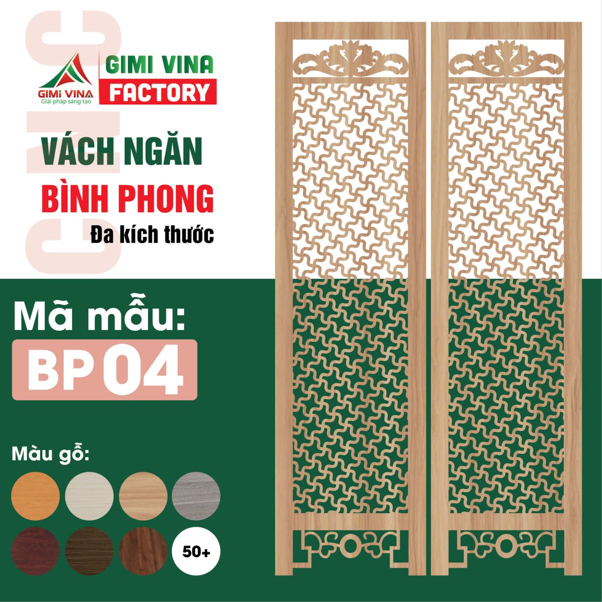 Mẫu vách ngăn bình phong gỗ - Mẫu 4