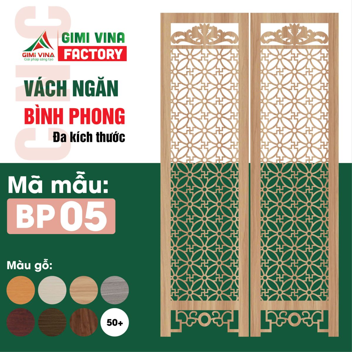 Mẫu vách ngăn bình phong gỗ - Mẫu 5