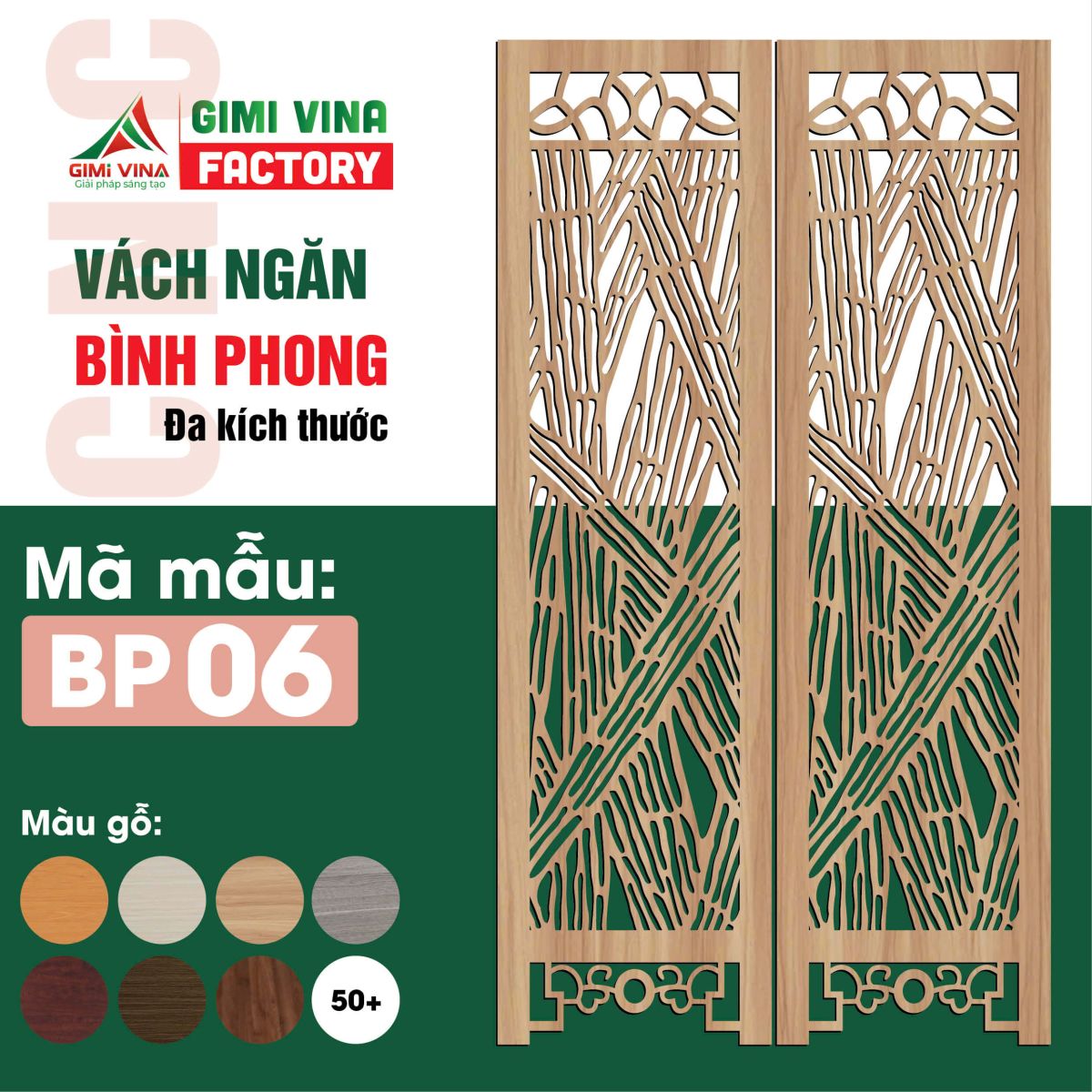 Mẫu vách ngăn bình phong gỗ - Mẫu 6