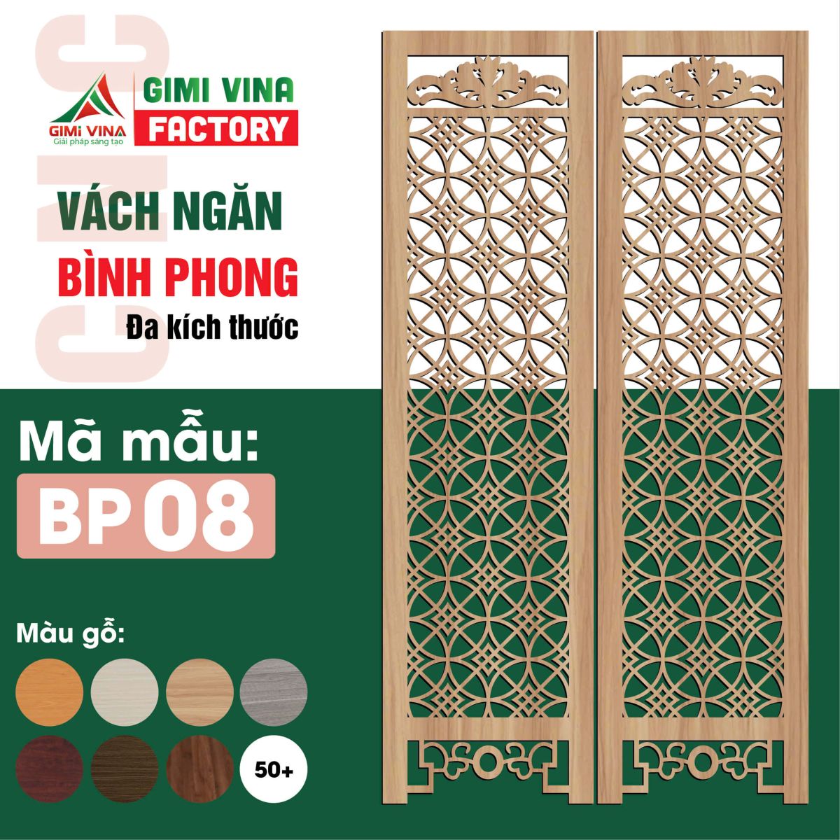 Mẫu vách ngăn bình phong gỗ - Mẫu 8