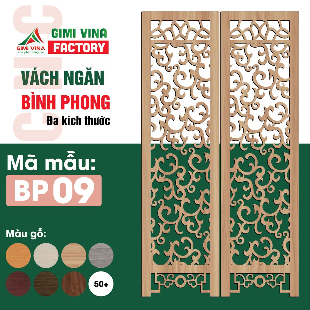 Mẫu vách ngăn bình phong gỗ - Mẫu 9