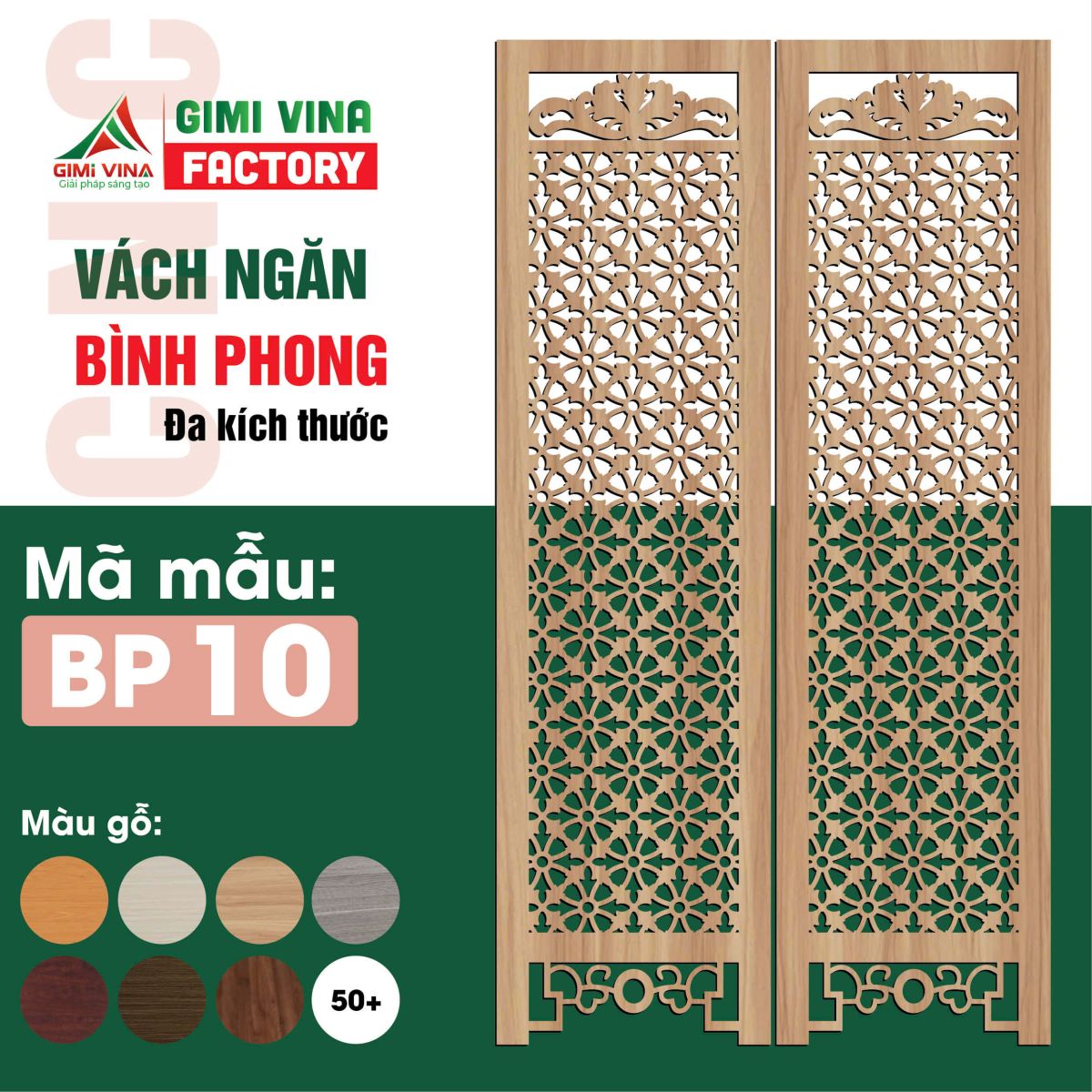 Mẫu vách ngăn bình phong gỗ - Mẫu 10