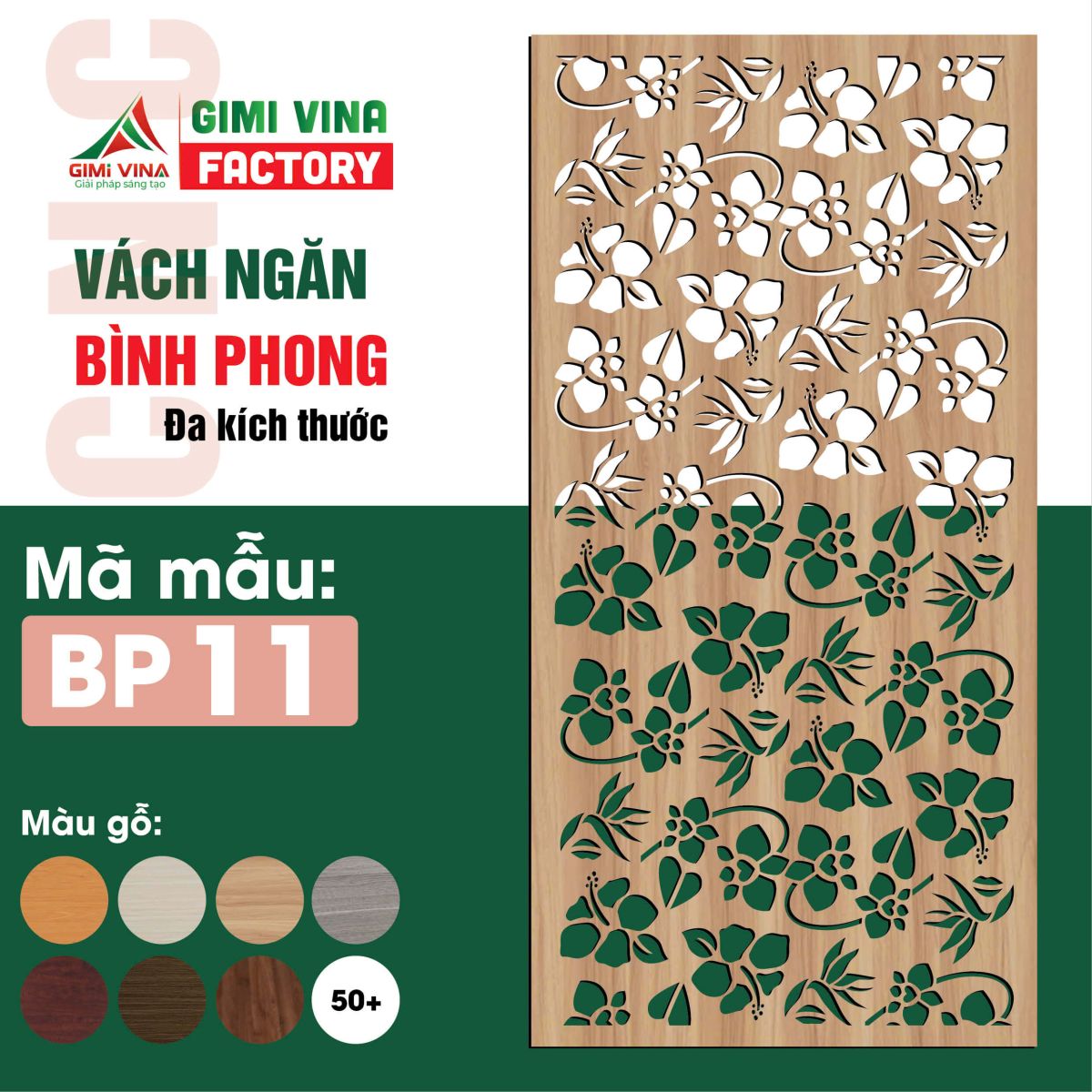 Mẫu vách ngăn bình phong gỗ - Mẫu 11