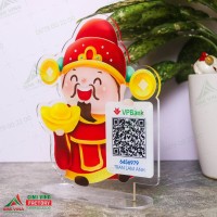 Bảng mica để bàn QRMC001 Thần Tài in mã QR code quét thanh toán 0