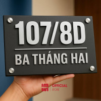 Biển số nhà chất liệu alu + mica số nổi để ngoài trời BSN16 2