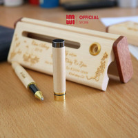 Combo Bút gỗ kèm Hộp đựng bút Khắc tên, logo theo yêu cầu làm quà tặng cao cấp BG02 3