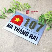 Biển số nhà hình lá Cờ Đỏ Sao Vàng nền alu cao cấp BSN15 2