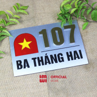 Biển số nhà hình lá Cờ Đỏ Sao Vàng nền alu cao cấp BSN15 3