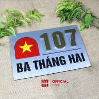 Biển số nhà hình lá Cờ Đỏ Sao Vàng nền alu cao cấp BSN15 4