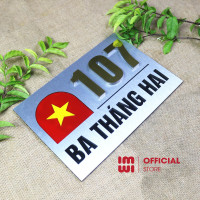 Biển số nhà hình lá Cờ Đỏ Sao Vàng nền alu cao cấp BSN15 5