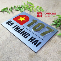 Biển số nhà hình lá Cờ Đỏ Sao Vàng nền alu cao cấp BSN15 6