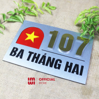 Biển số nhà hình lá Cờ Đỏ Sao Vàng nền alu cao cấp BSN15 7