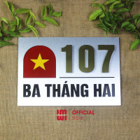 Biển số nhà hình lá Cờ Đỏ Sao Vàng nền alu cao cấp BSN15 8