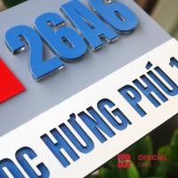 Biển số nhà hình Quốc Kỳ Việt Nam nền alu xước bạc BSN18 6