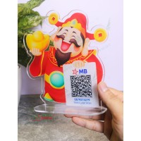 Bảng mica in mã QR code Thần Tài QRMC004 để bàn chiêu tài lộc 0