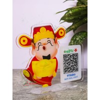 Bảng mica để bàn in QR code thanh toán QRMC003 Thần Tài may mắn 0