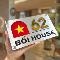 Biển số nhà nền Alcorest chữ mica BSN03 hình ảnh Quốc Kỳ Việt Nam 2