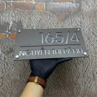 Biển số nhà nền alu + mica màu ghi sần sang trọng BNS12 1