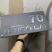 Biển số nhà nền alu + mica màu ghi sần sang trọng BNS12 2