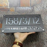 Biển số nhà nền alu + mica màu ghi sần sang trọng BNS12 3