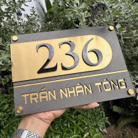 Biển số nhà inox kết hợp mica ghi sần BSN19 0