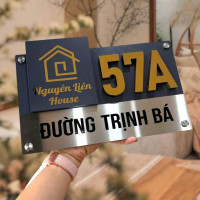 Biển số nhà nền alu xước bạc chữ số nổi  cao cấp BSN21 2