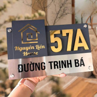 Biển số nhà nền alu xước bạc chữ số nổi  cao cấp BSN21 4