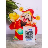 Bảng mica in mã QR code Thần Tài QRMC004 để bàn chiêu tài lộc