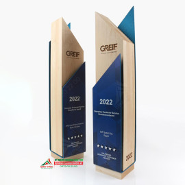 Kỷ niệm chương gỗ kết hợp mica cao cấp GM01