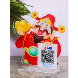 Bảng mica in mã QR code Thần Tài QRMC004 để bàn chiêu tài lộc