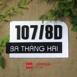 Biển số nhà nền alu xước bạc để ngoài trời chữ nổi mica BSN06