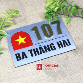 Biển số nhà hình lá Cờ Đỏ Sao Vàng nền alu cao cấp BSN15