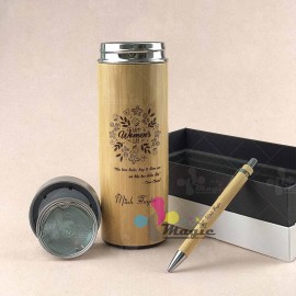 Ly giữ nhiệt vỏ tre in hình ảnh quà tặng 8.3