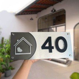 Biển số nhà cao cấp nền alu xước + mica BSN11