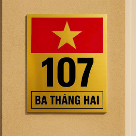 Biển số nhà chất liệu alu hình Quốc Kỳ Việt Nam BSN04 