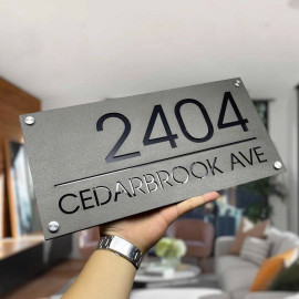 Biển số nhà chất liệu mica đen sần + mica trong số chìm BSN23