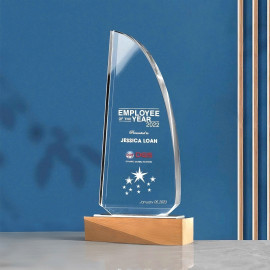 Kỷ niệm chương pha lê đế gỗ PL005