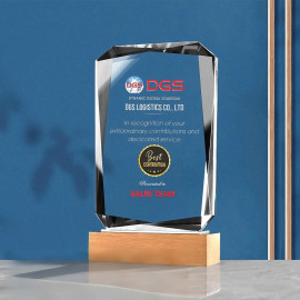 Kỷ niệm chương pha lê đế gỗ PLG007