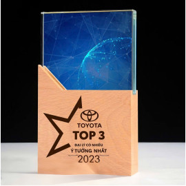 Kỷ niệm chương pha lê đế gỗ PLG010 