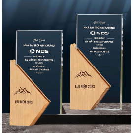 Kỷ niệm chương pha lê đế gỗ PLG009 